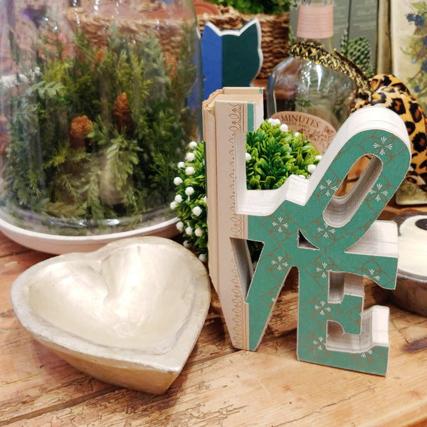 Distressed Painted Heart Dough Bowl - Gold