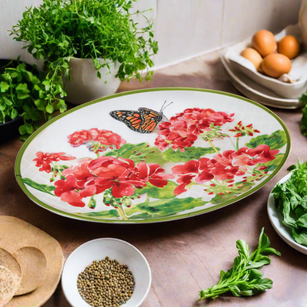 Geraniums Oval Platter