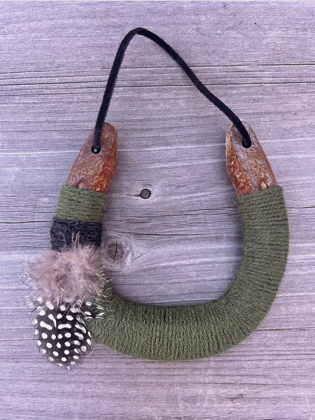 Up-cycled LUCKY Horseshoe - Green