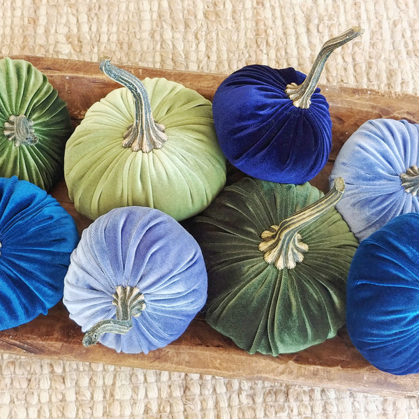 Small Velvet Pumpkin - Slate Blue