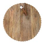 Round Hand Carved Mango Wood Cutting Board - Natural