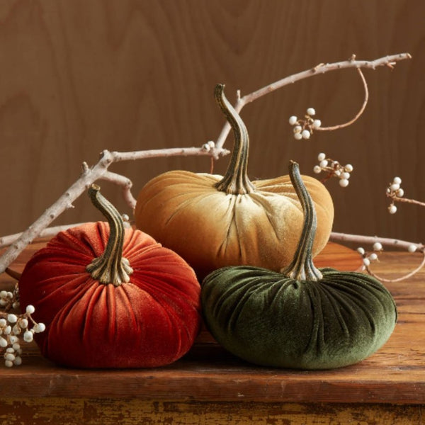 Large Velvet Pumpkin - Olive