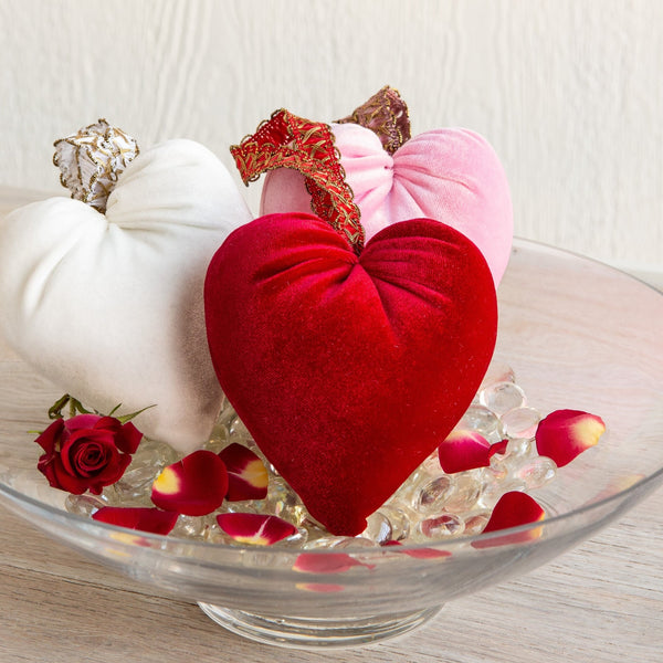 Handmade Velvet Hearts - Red