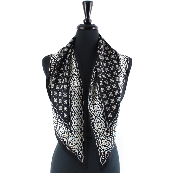Geometric Triangle Silky Scarf - Wine