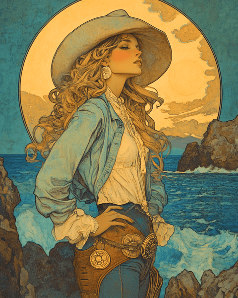 Full Moon Cowgirl Wall Art Print