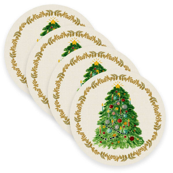 Christmas Tree Placemats - Set of 4 Round
