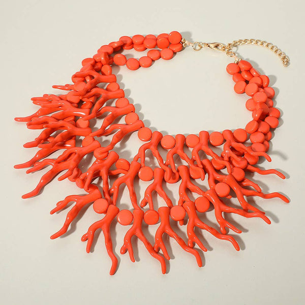 Bold Coral Statement Necklace