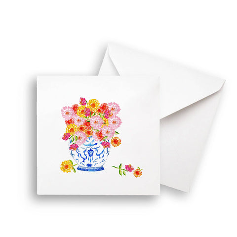 Ginger Jar with Zinnias Note Card