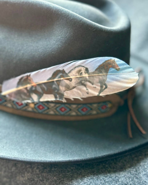 Two Tone Wild Horses Hat Feather