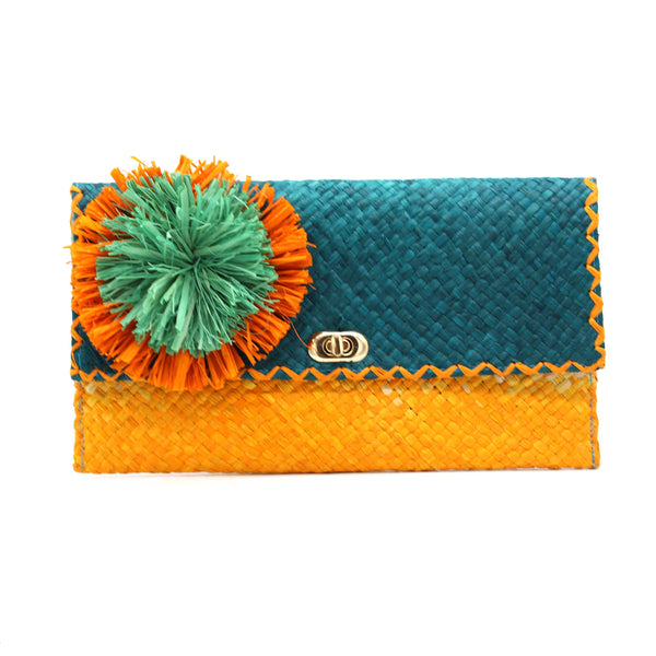 Holden Ombre Straw Envelope Clutch - Turquiose