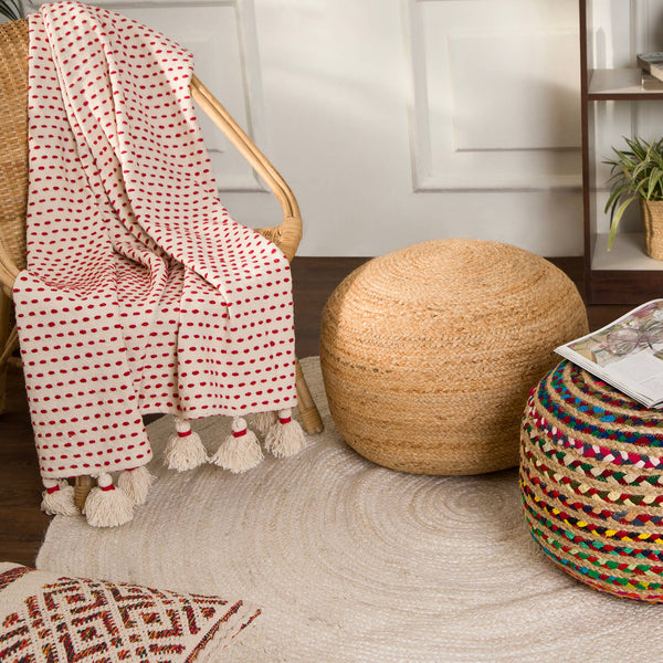 Jute Circular Pouf - Natural