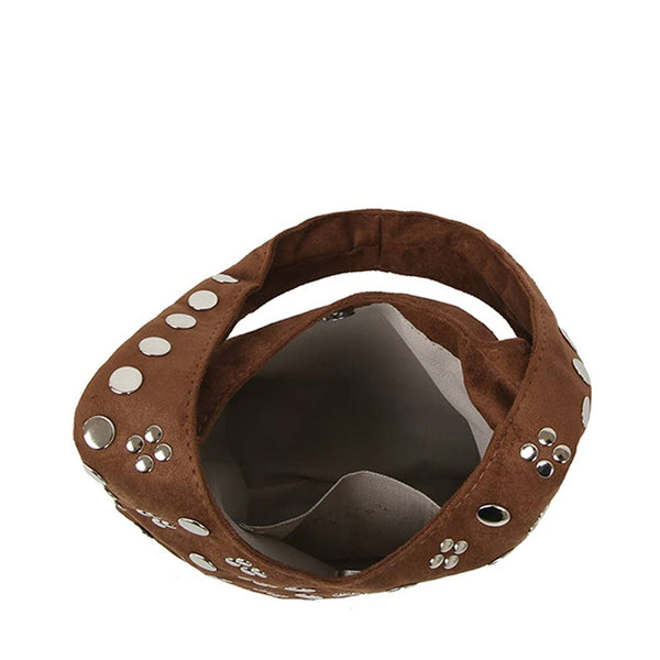 Medallian Stud Sueded Shoulder Bag