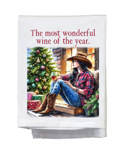 Country Christmas The Most Wonderful Wine Kitchen Towel