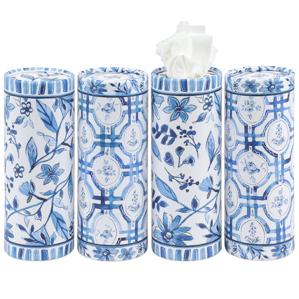Blue Florals Tissue Box - Set of 4