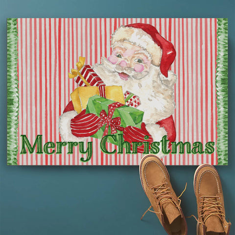 Santa with Presents Vinyl Floor Mat