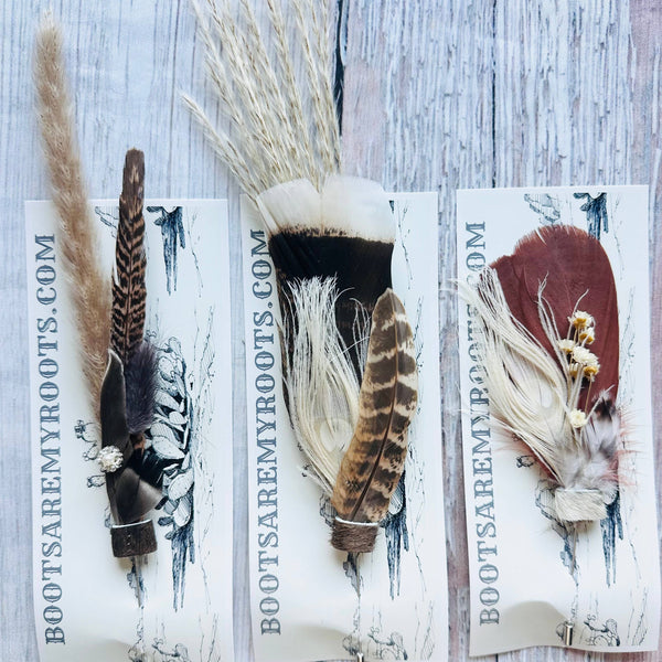 Mixed Feather Hat Pin - Set #17