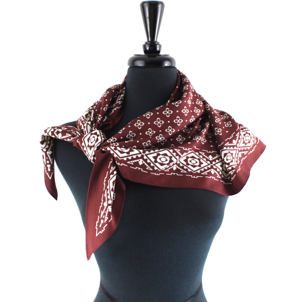 Geometric Triangle Silky Scarf - Wine