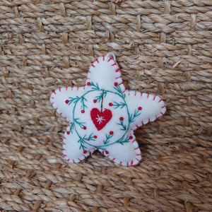 Heart Star Felt Ornament