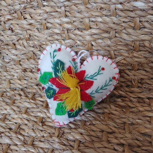 Heart Poinsettia Felt Ornament