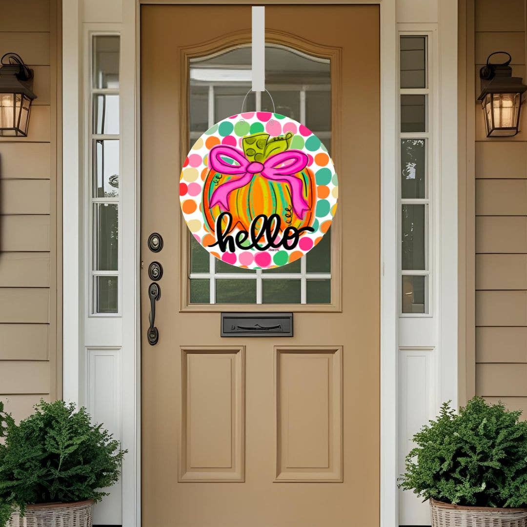 Happy Dot Pumpkin Door Hanger
