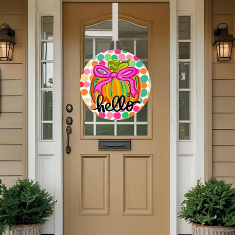 Happy Dot Pumpkin Door Hanger