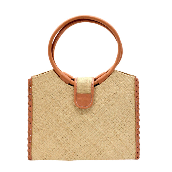 Ibiza Straw Handbag with Leather Handles - Natural