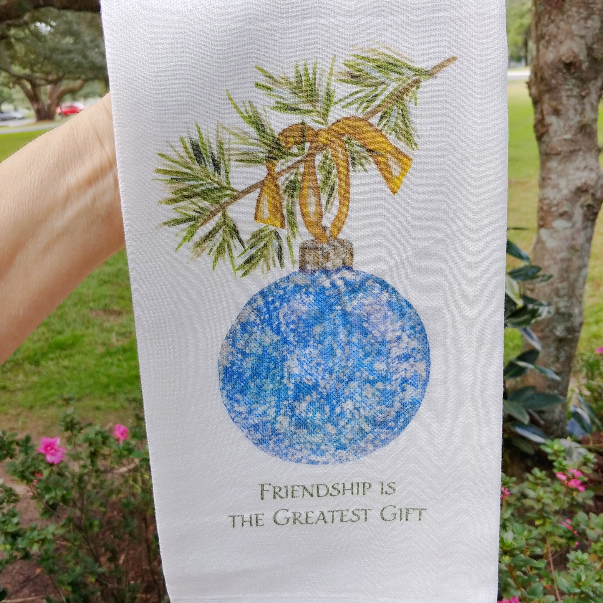 Blue Glitter Ornament Kitchen Towel