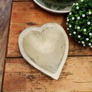 Distressed Painted Heart Dough Bowl - Gold