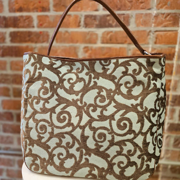 Olivia Handbag - Chocolate Scroll