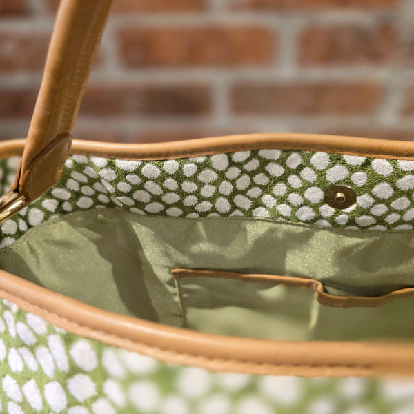 Olivia Handbag - Ivory Dot on Grass
