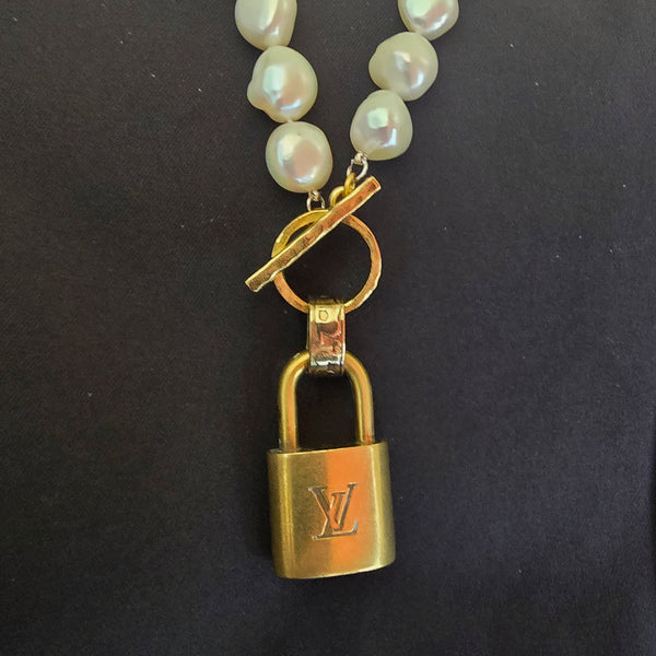 Authentic LV Lock Pearl Necklace