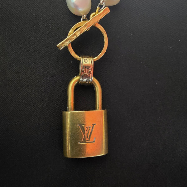 Authentic LV Lock Pearl Necklace