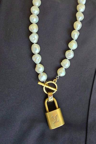 Authentic LV Lock Pearl Necklace