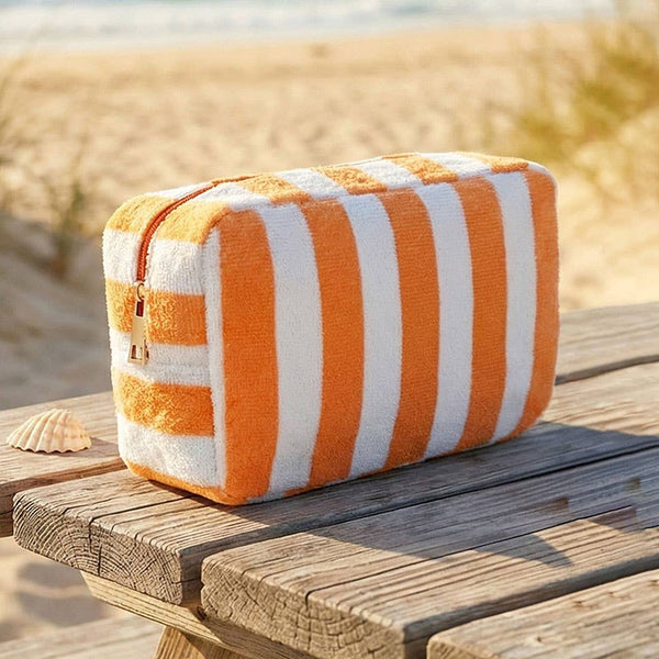 Striped Terrycloth Cosmetic Bag