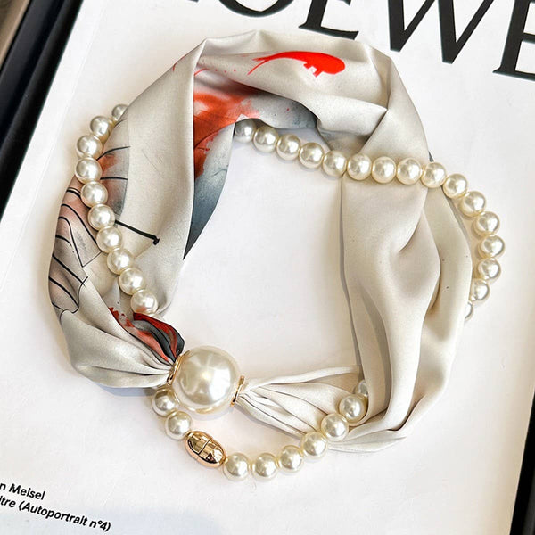 Magnetic Pearl Scarf Necklace - Koi Pond