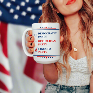 Likes to Party Political Mug