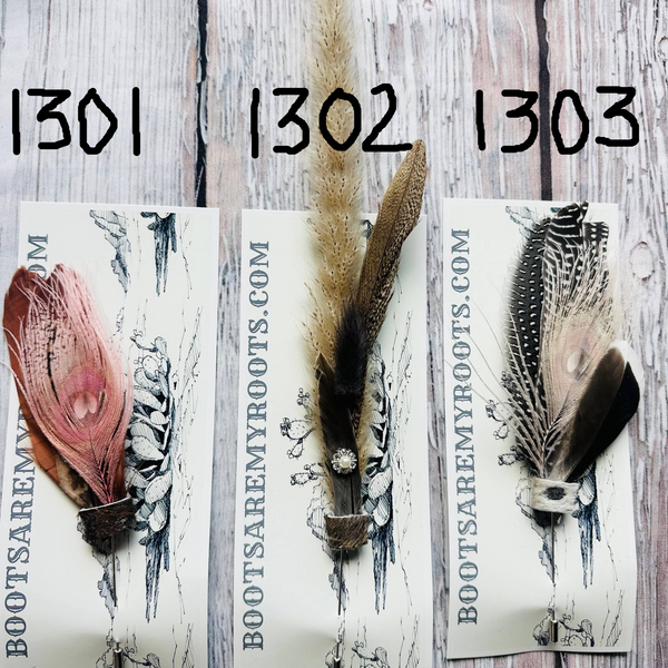 Mixed Feather Hat Pin - Set #13