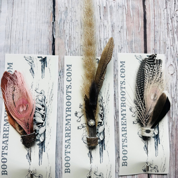 Mixed Feather Hat Pin - Set #13