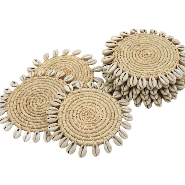 Raffia Shell Edge Coasters - Set of 6