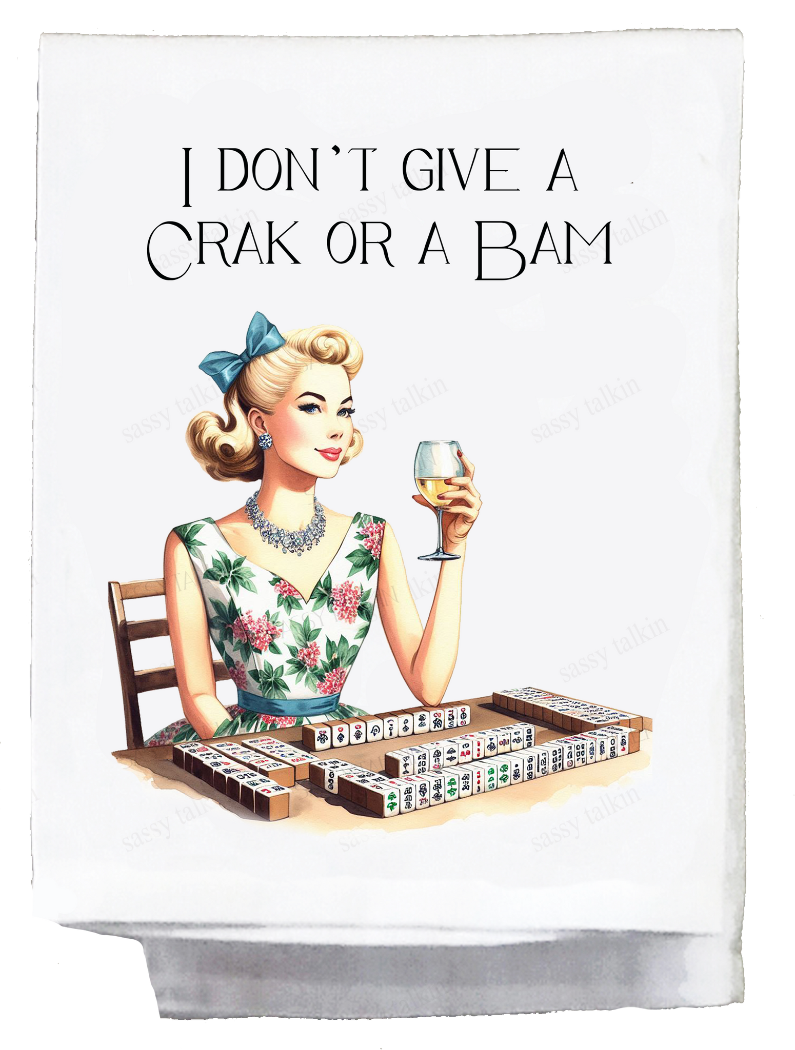 Mahjong I Don't Give a Crak or a Bam Kitchen Towel