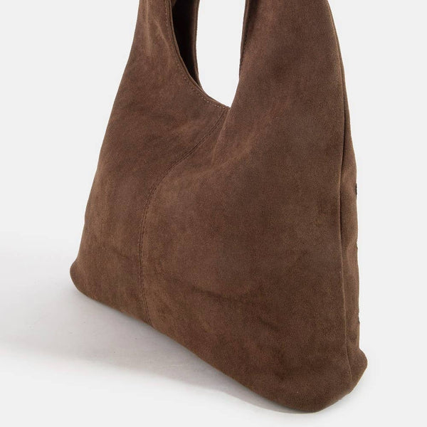 Grommet Studded Sueded Shoulder Bag