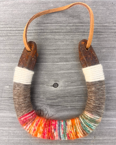 Up-cycled LUCKY Horseshoe - Rainbow