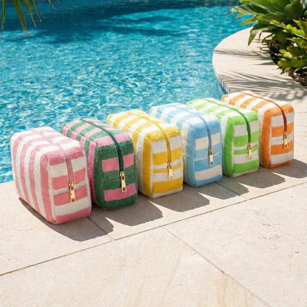 Striped Terrycloth Cosmetic Bag