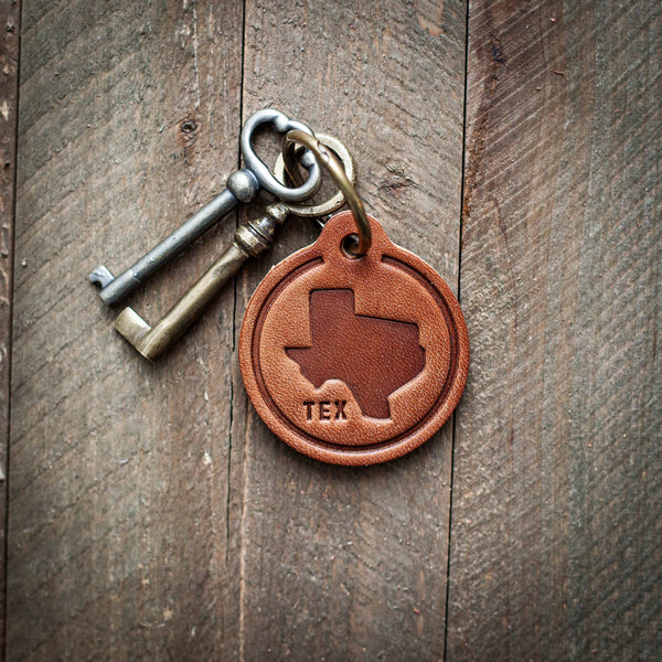 Texas State Leather Keychain