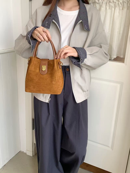 Suede-Like Microfiber Crossbody Bag