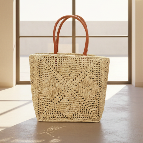 Cheval Lace Square Patterned Basket Bag