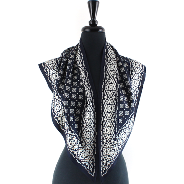 Geometric Triangle Silky Scarf - Wine