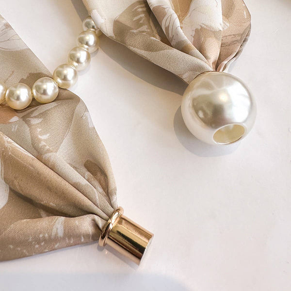 Magnetic Pearl Scarf Necklace - Koi Pond