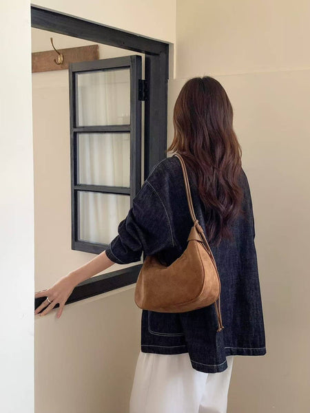 Suede-Like Microfiber Crossbody Bag
