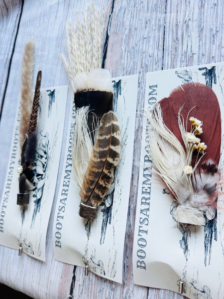 Mixed Feather Hat Pin - Set #17